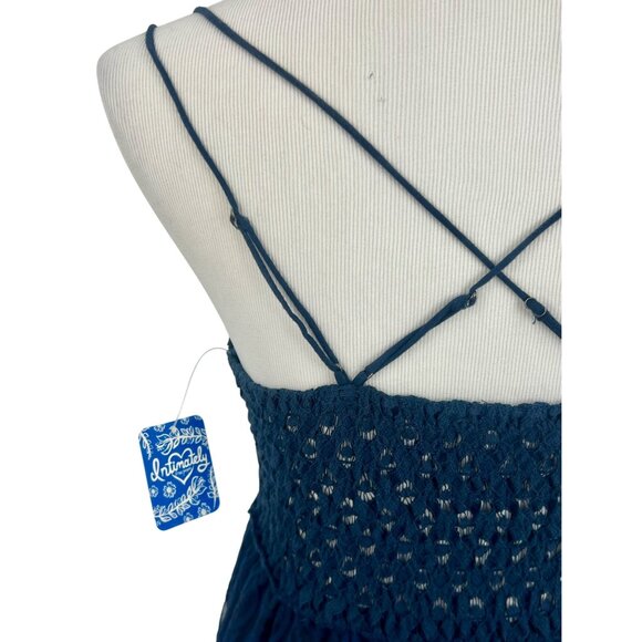 NWT Free People Blue Burnout Velvet Lace Mini Slip Dress | Boho Whimsigoth Fairy - Picture 9 of 16